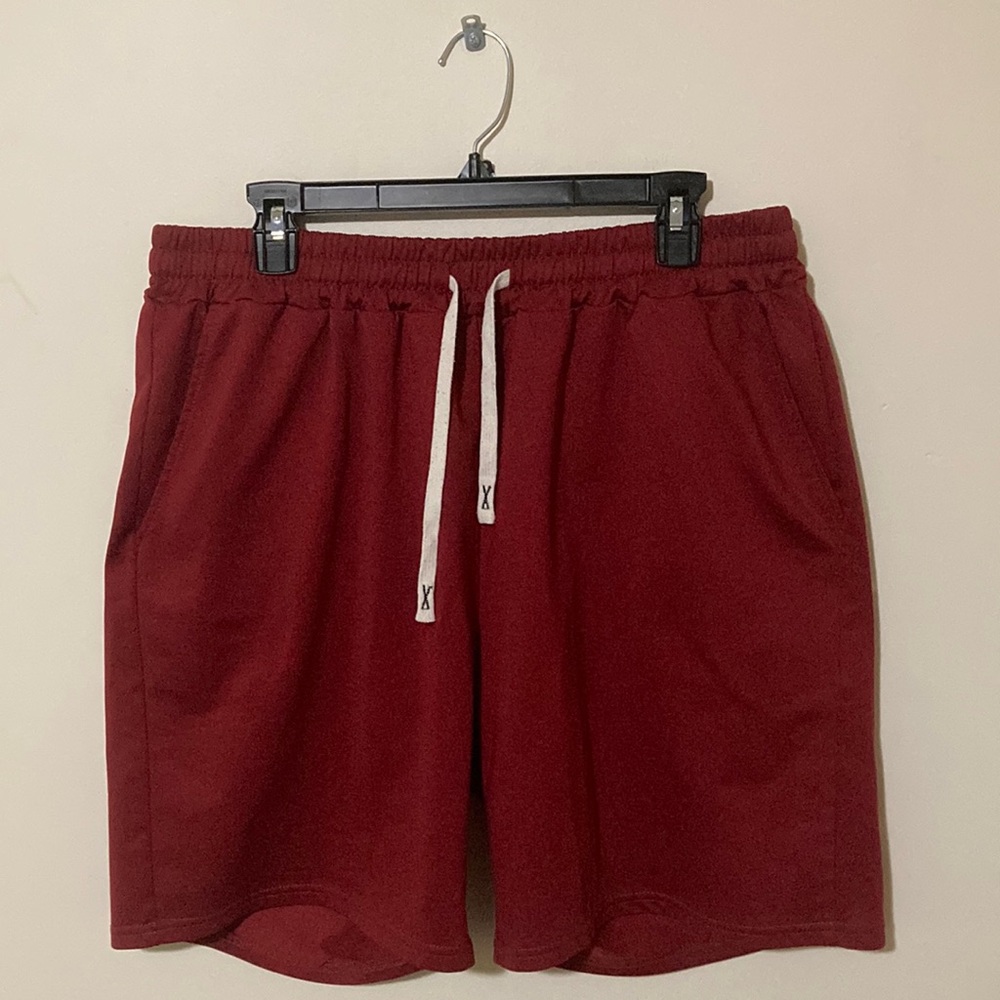Red Athletic Shorts with Elastic Waistband